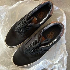 Black Vans with Leather Accents